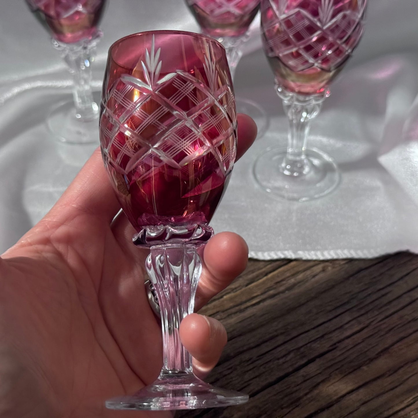 Cranberry Crystal Shot Glasses