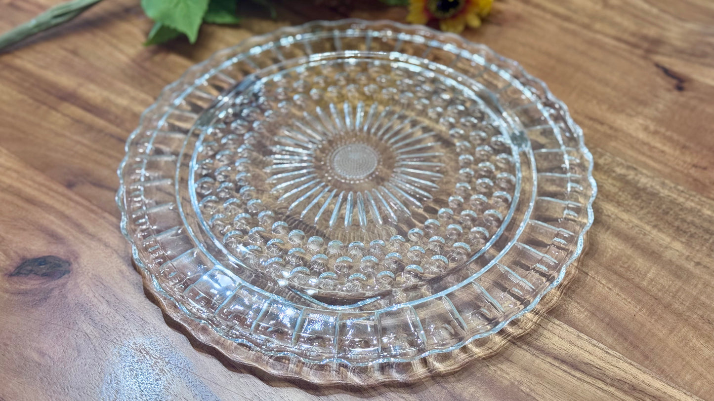 Vintage Chrome Cake Cover & Pressed Glass Cake Plate