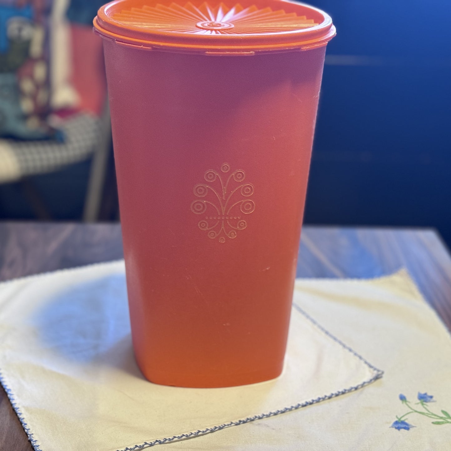 Large Orange Tupperware Canister