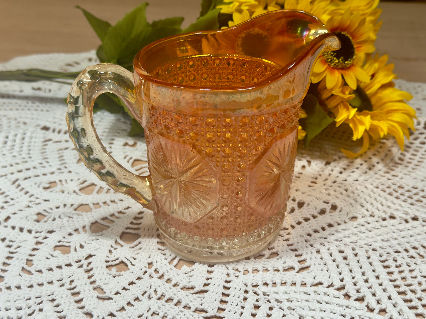 Imperial Marigold Carnival Glass 'Star Medallion' Pitcher