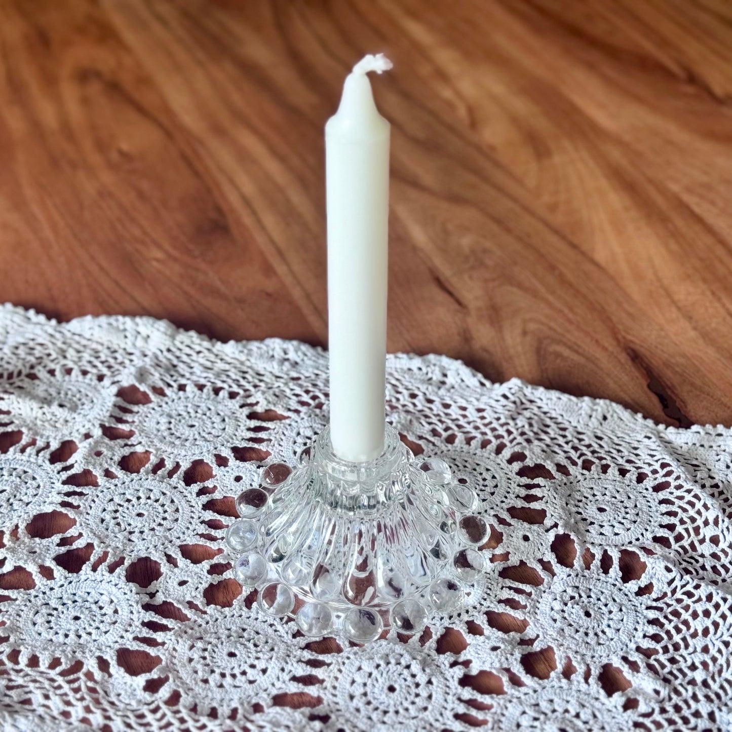 Clear Glass Boopie Bubble Taper Candlestick Holder