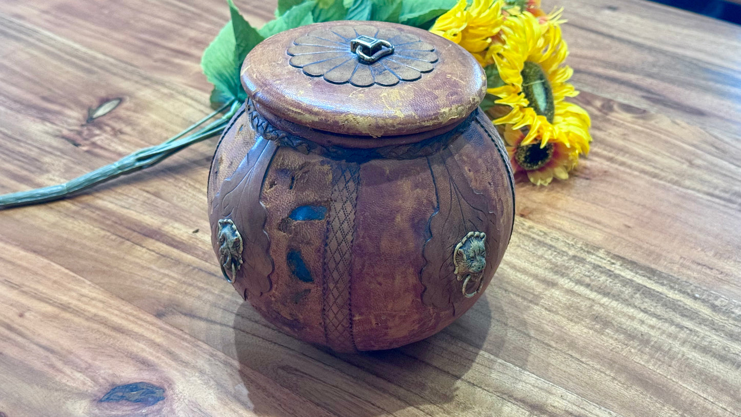 Vintage Italian Leather Wrapped Glass Humidor
