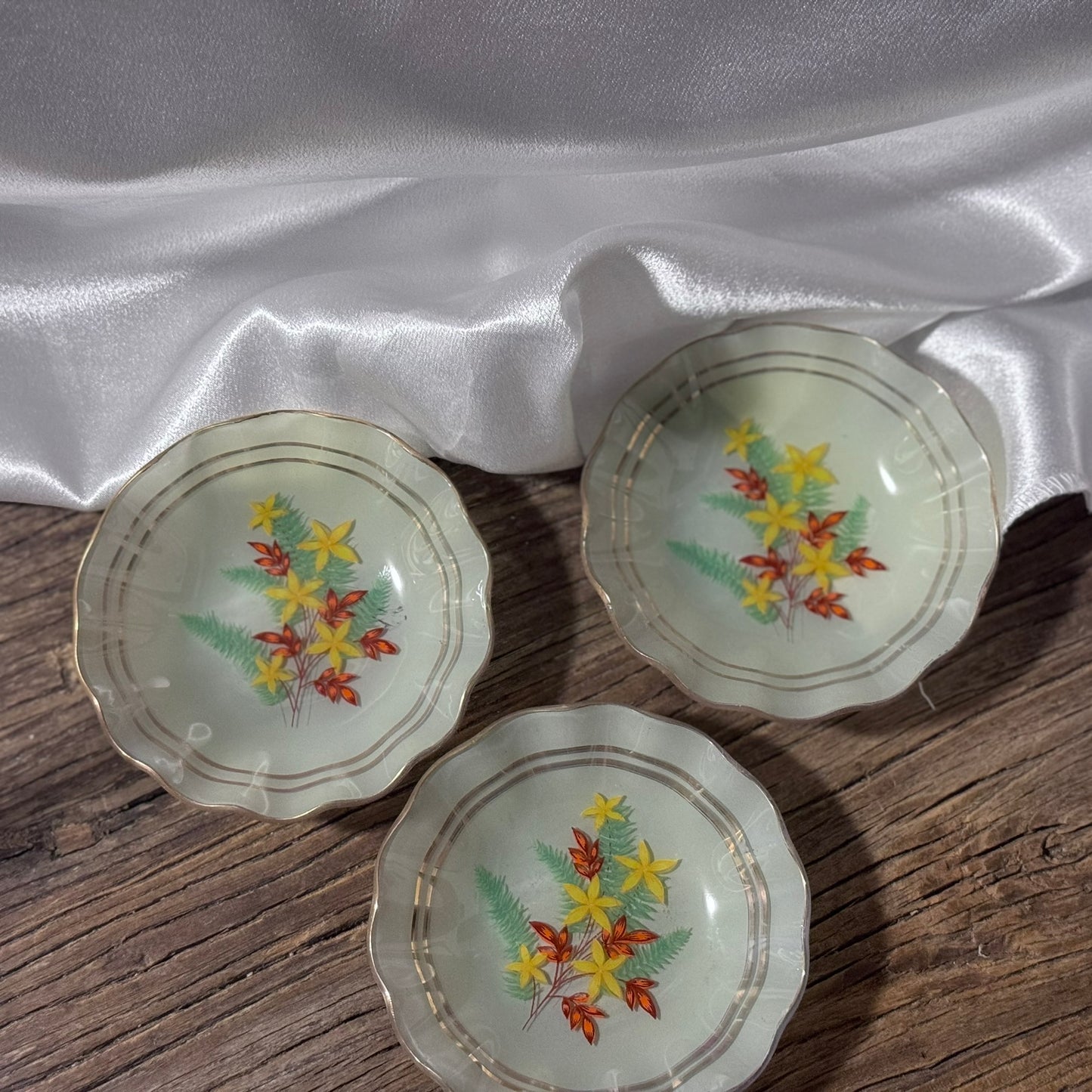 Handmade Antique (1920s?) Small Enameled Glass Confectionery Plates