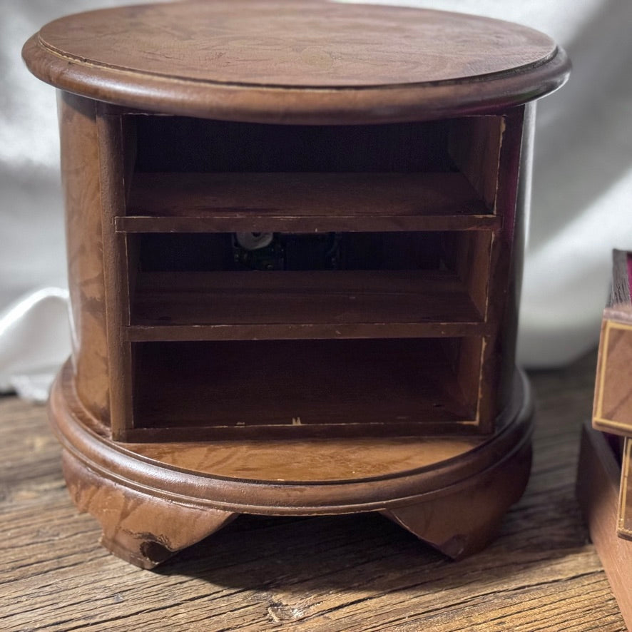 Toyo 3 Drawer Round Vintage Musical Jewelry Box