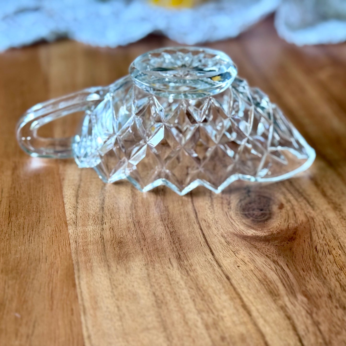 Pressed Glass Creamer/Sauce Boat - Diamond Pattern