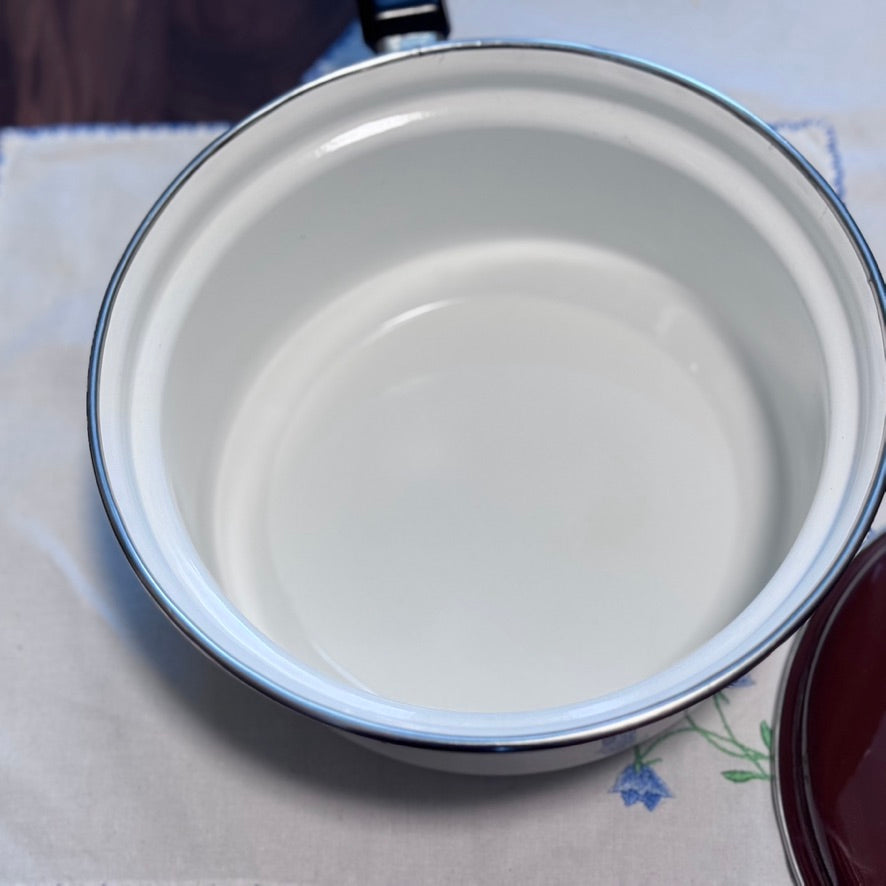 Enamel Floral Saucepan Made In Poland