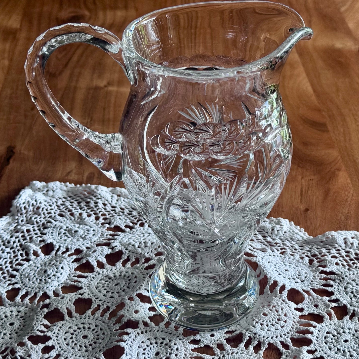 Large Cut Glass Pinwheel Pitcher