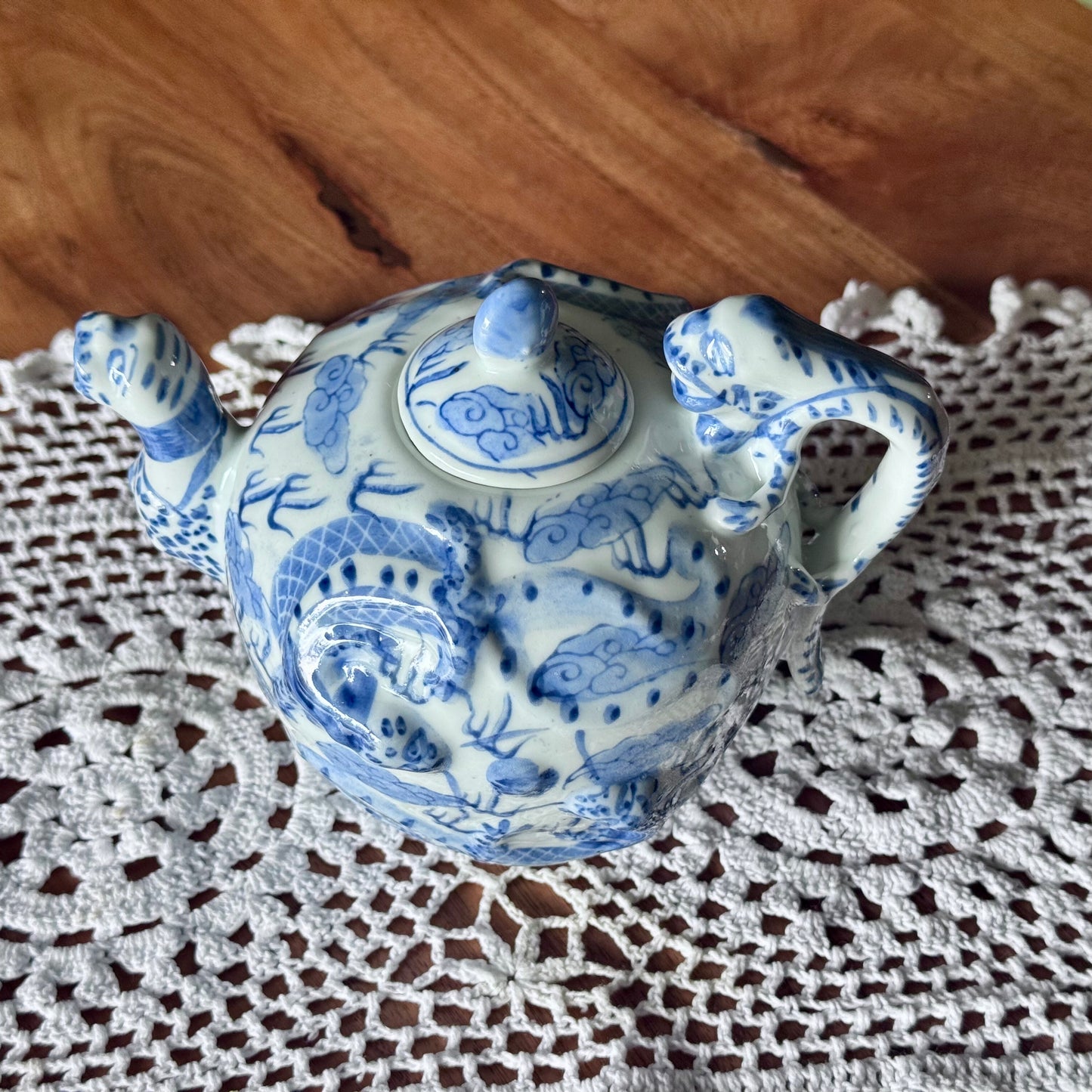 Vintage Porcelain Chinese Dragon Teapot