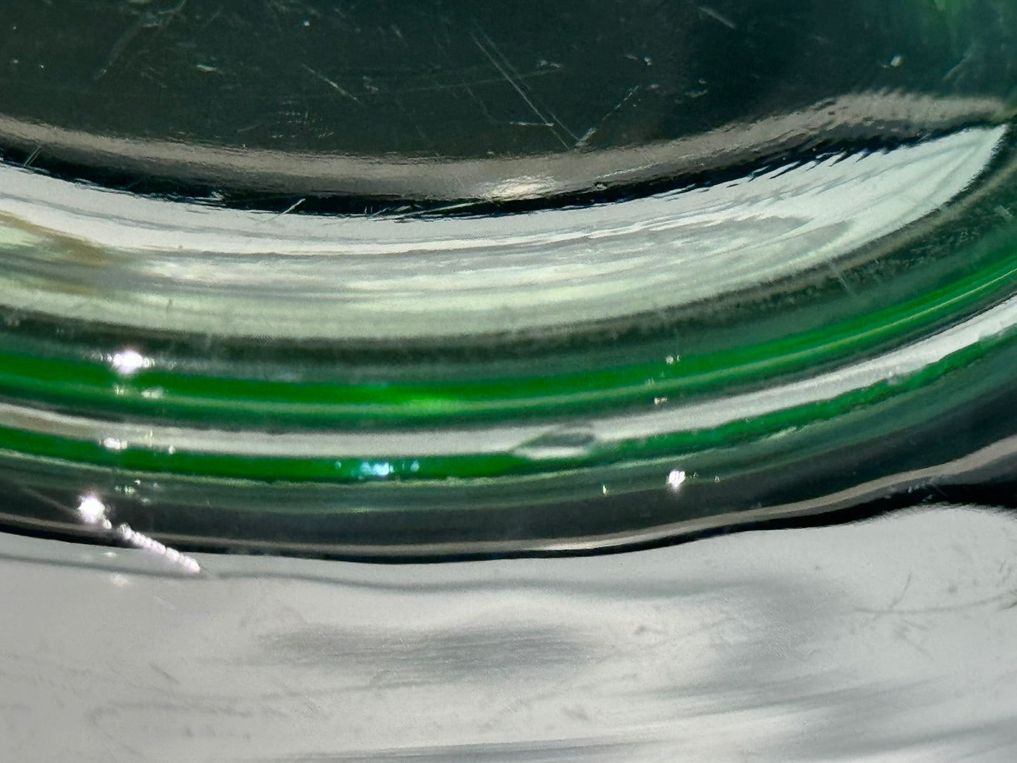 Green Depression Vaseline Uranium Glass Gold Trim Plates