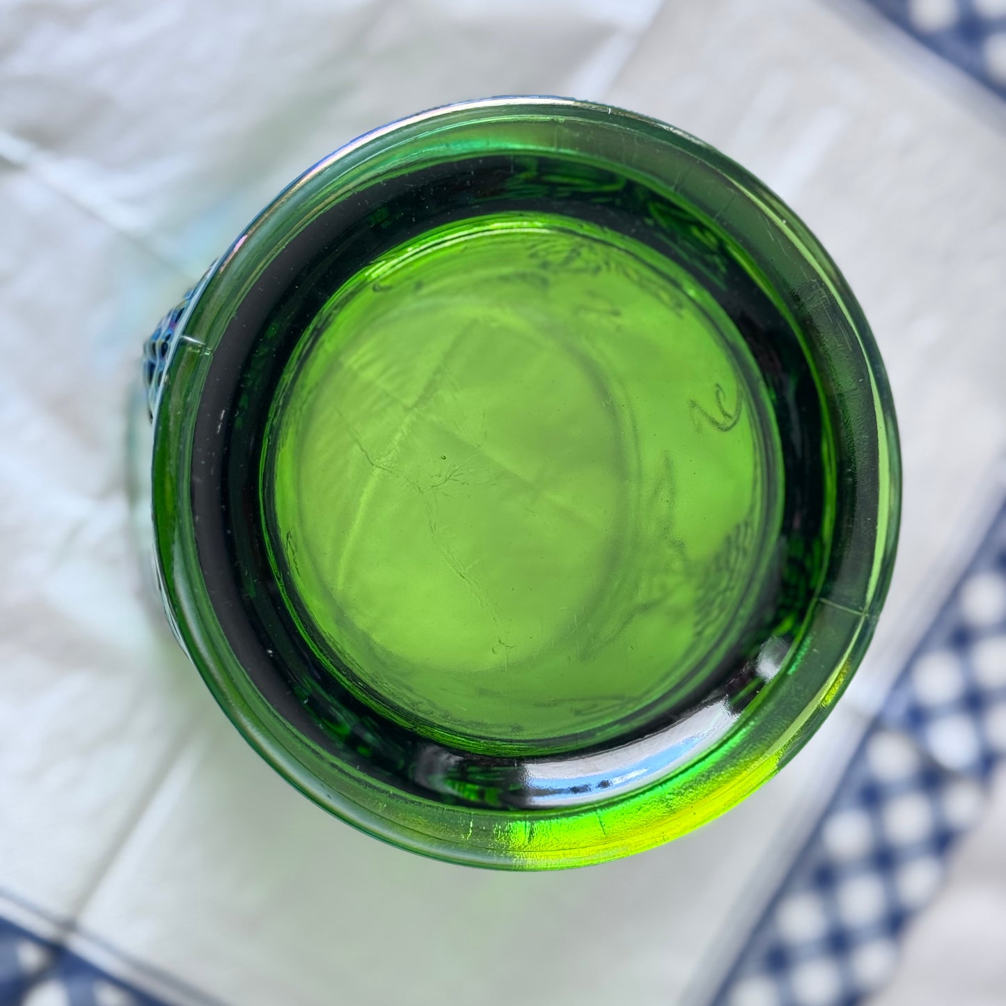 Indiana/Carnival Green Glass Biscuit/Candy Jar