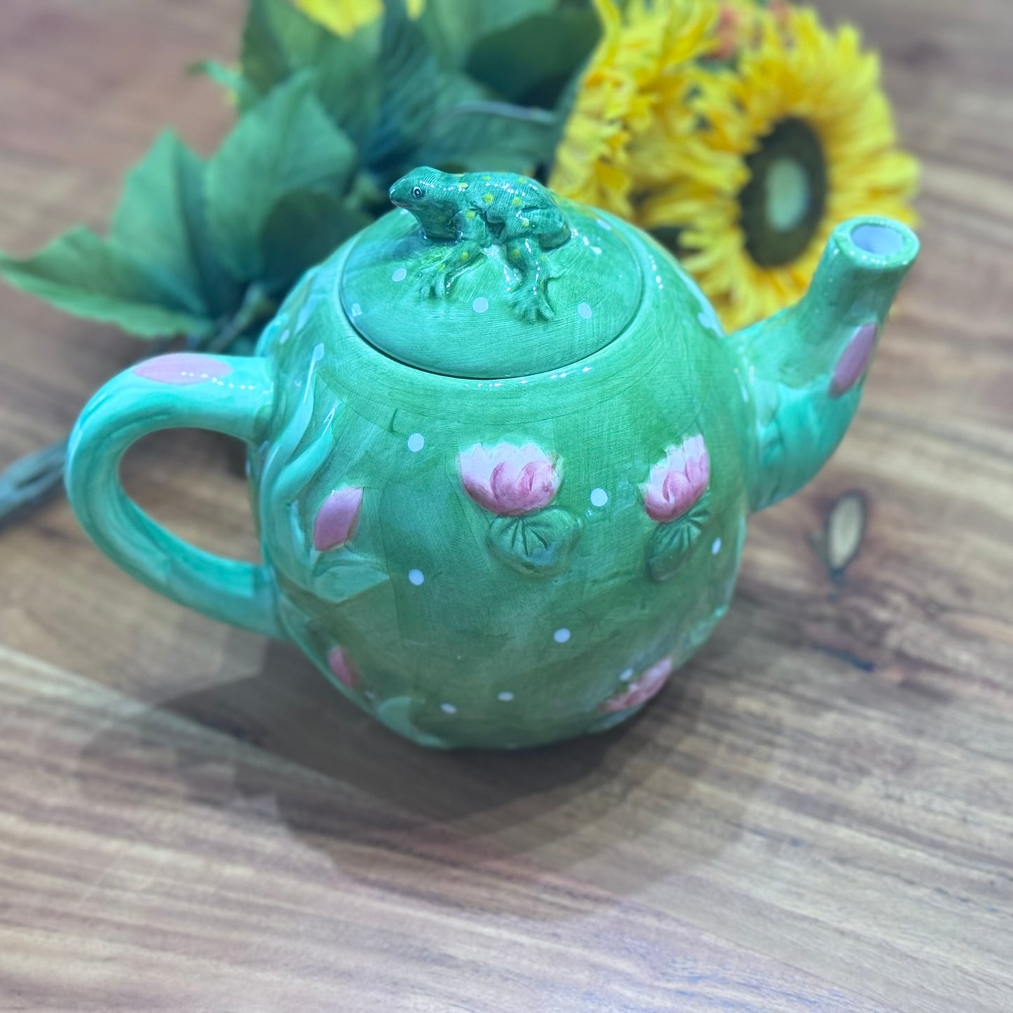 Frog Majolica Teapot