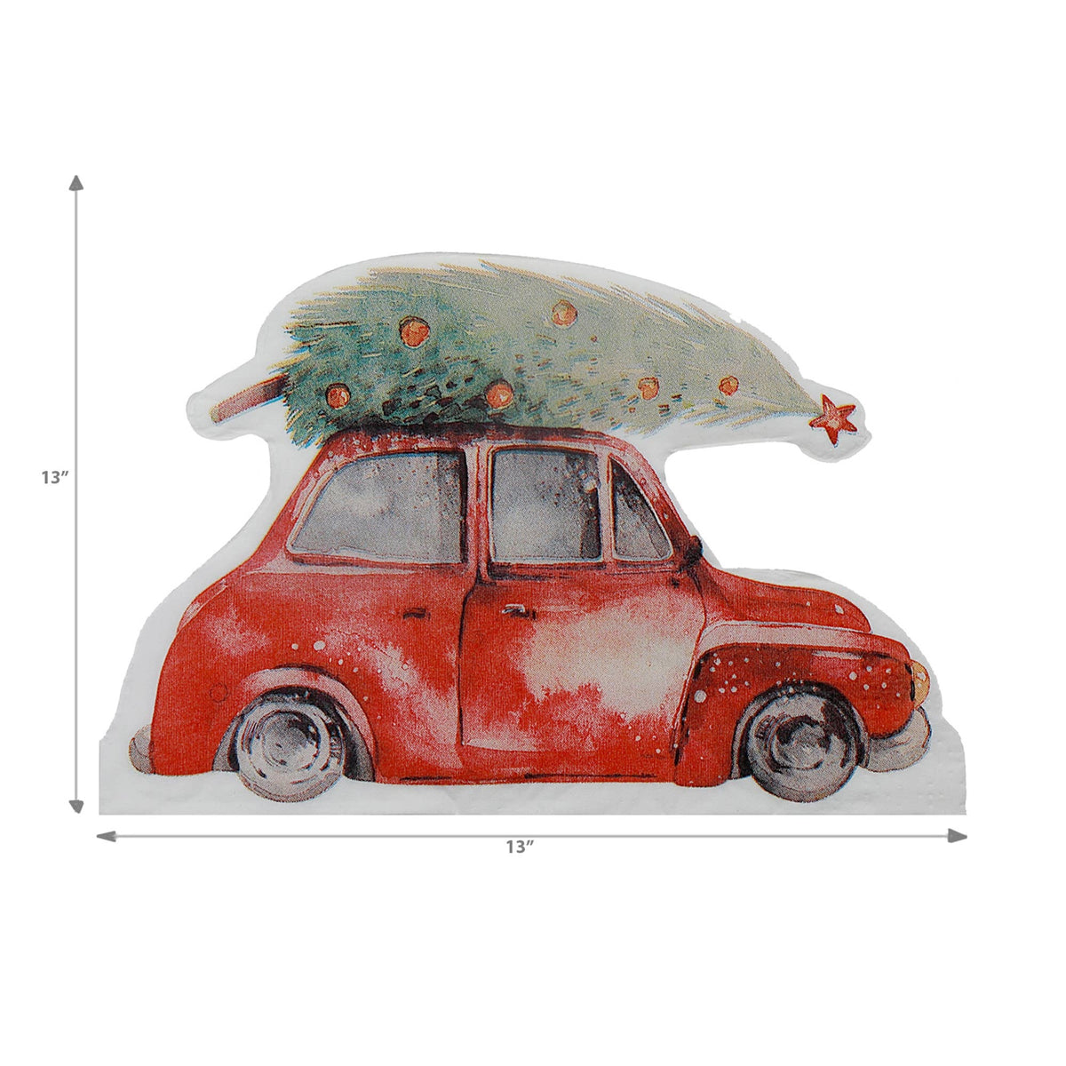 12 PACK 3 PLY SHAPED NAPKIN (TREE ON RED CAR)