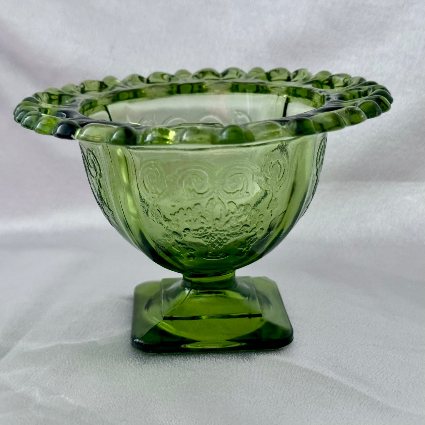 Indiana Green Glass Compote Dish