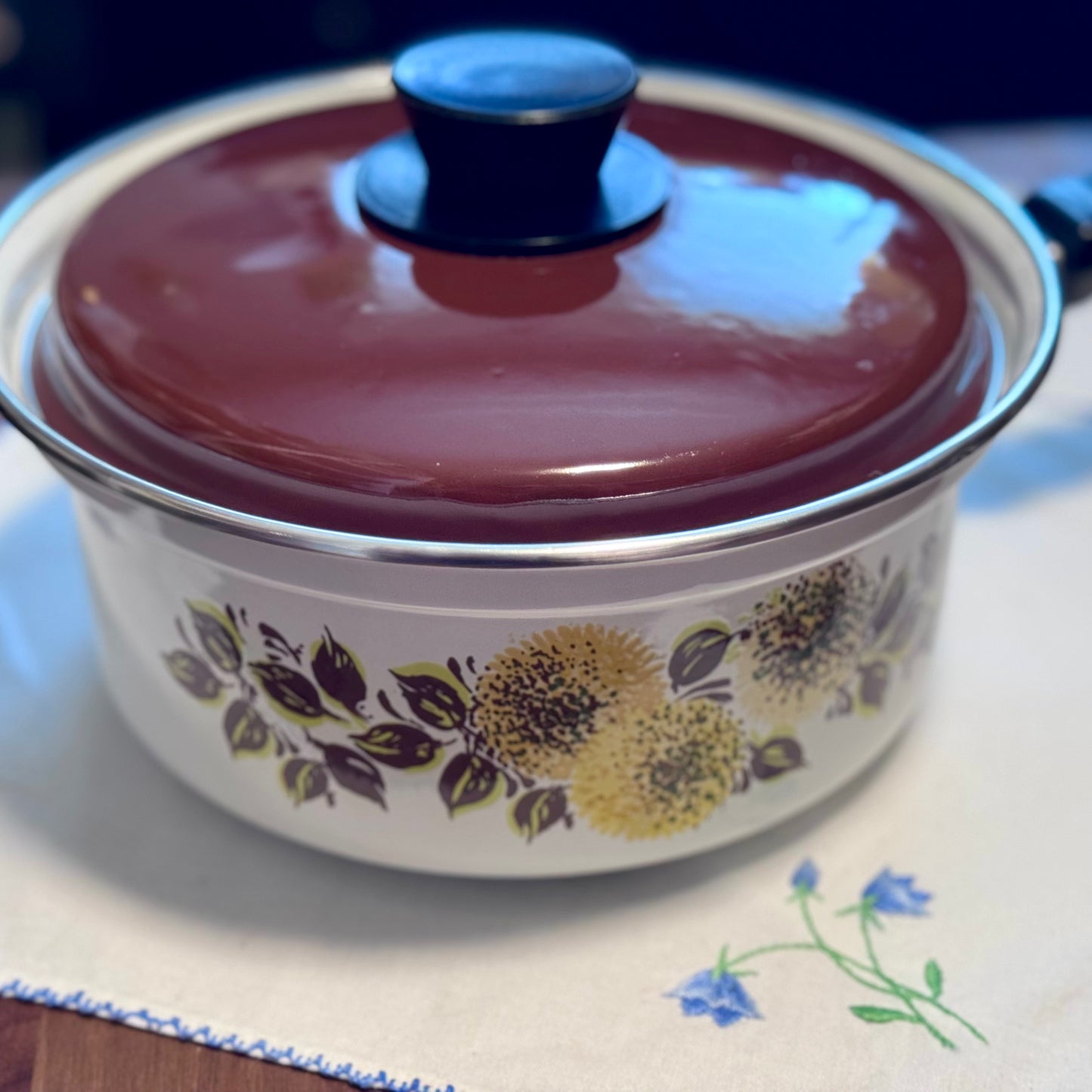 Enamel Floral Saucepan Made In Poland