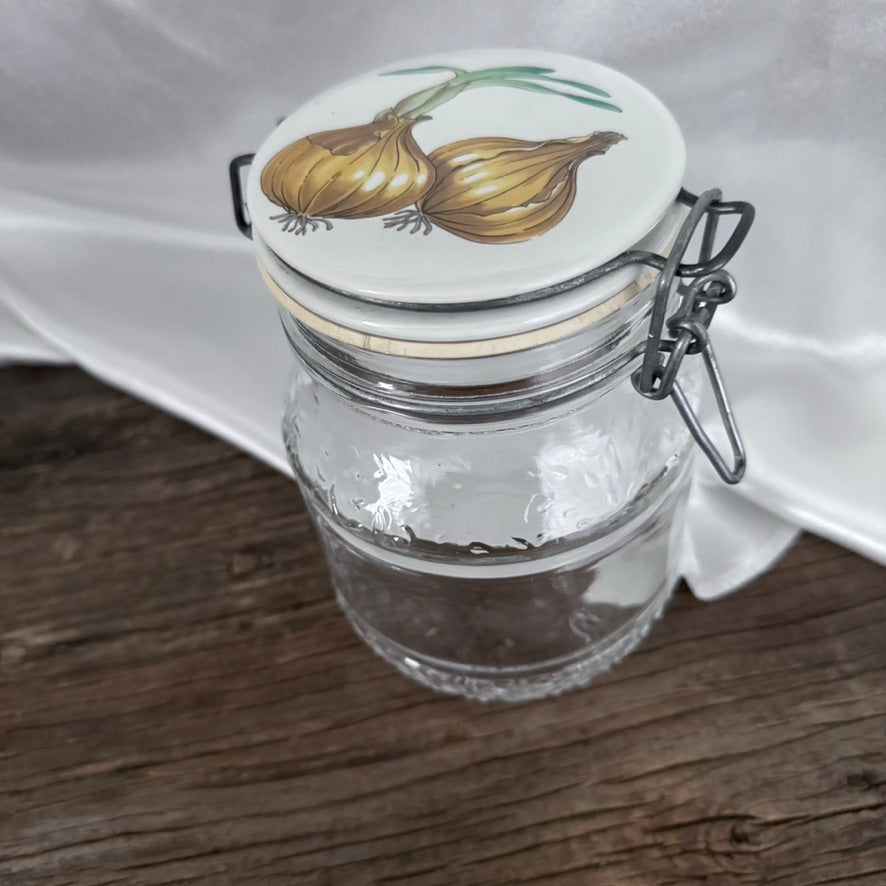 Vintage Italian Canister Jars with Ceramic English Lids