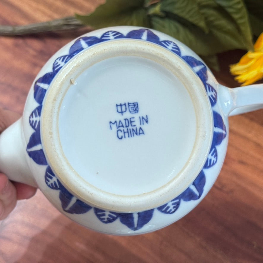 Chinese Jingdezhen Zhi Rice Eye Blue & White Teapot