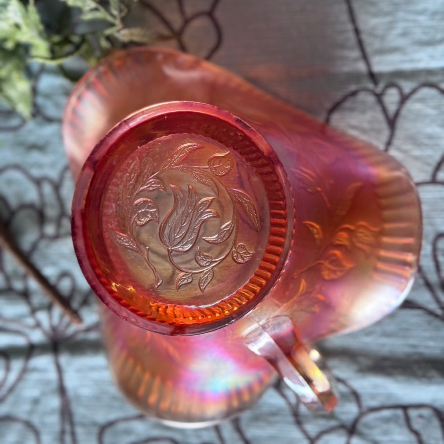 Dugan Carnival Glass Windflower Marigold Nappy Dish