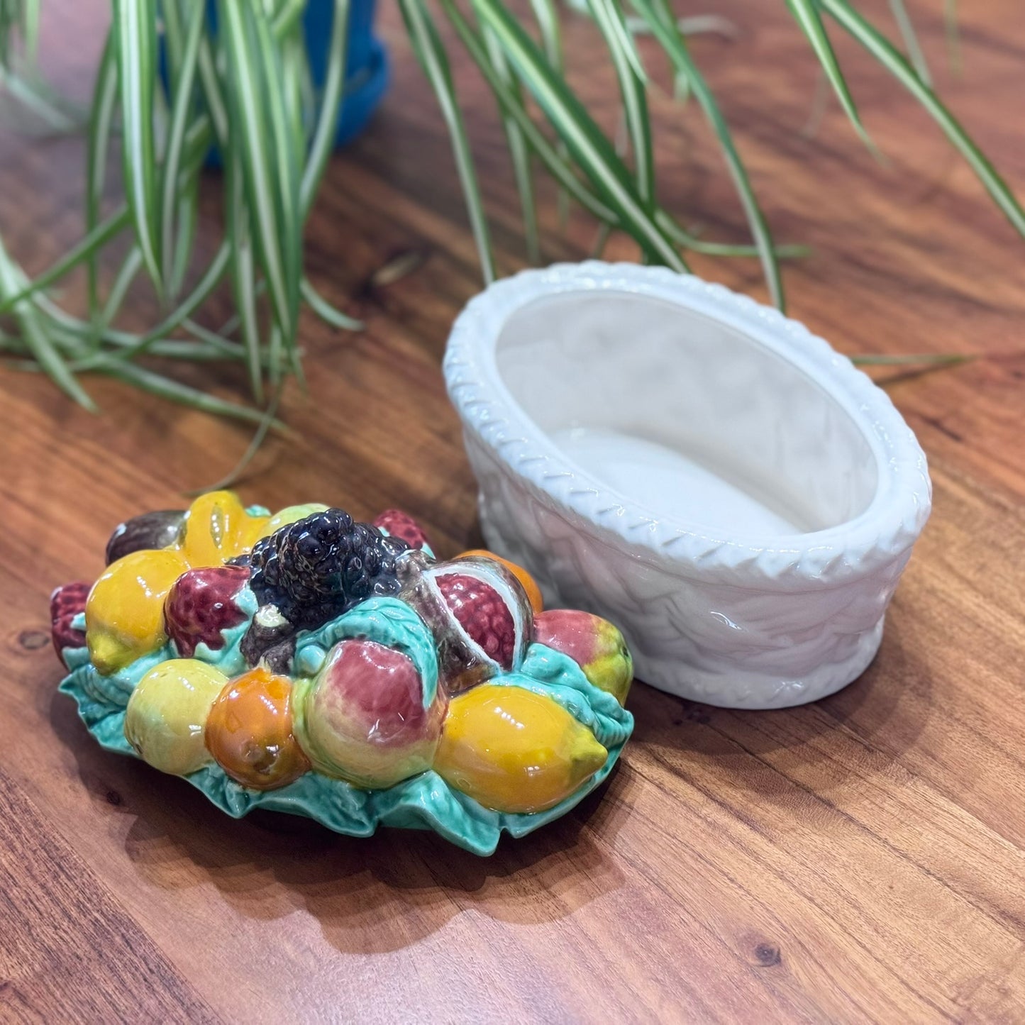 Vintage Lidded Ceramic Fruit Bowl/Storage Container