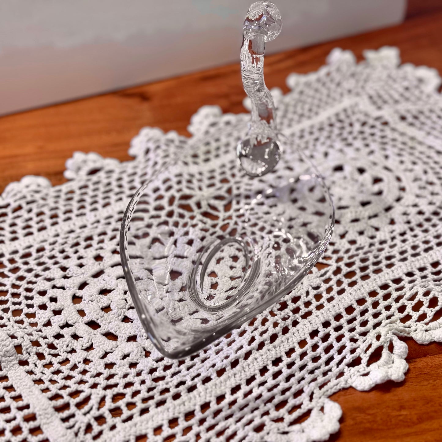 Vintage Clear Glass Swan Dish