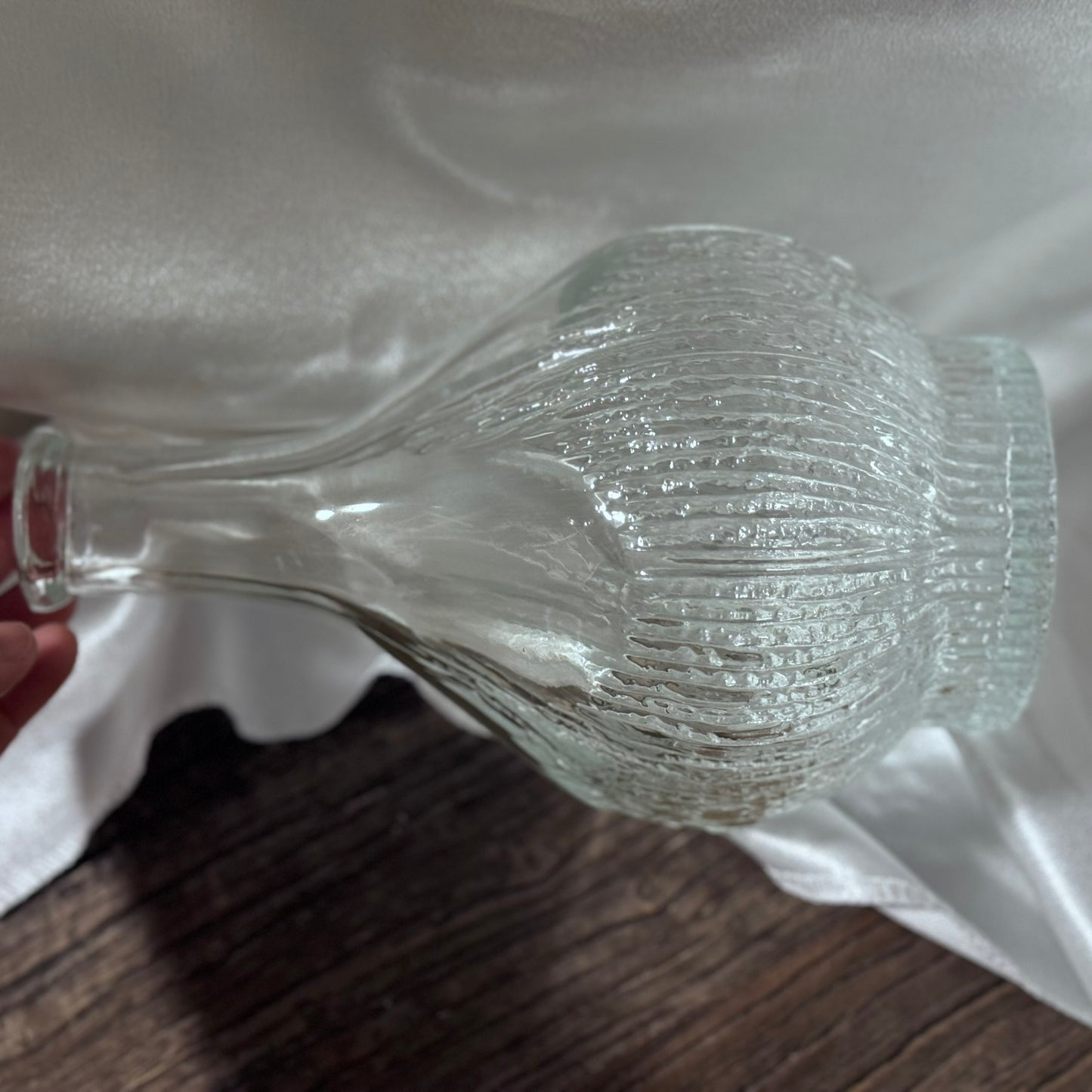 Oberglas Nordic Bark Austria Clear Glass Decanter W/Stopper