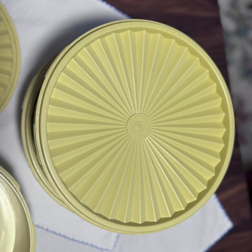 Vintage Lidded Servalier Tupperware Yellow Stacking Containers