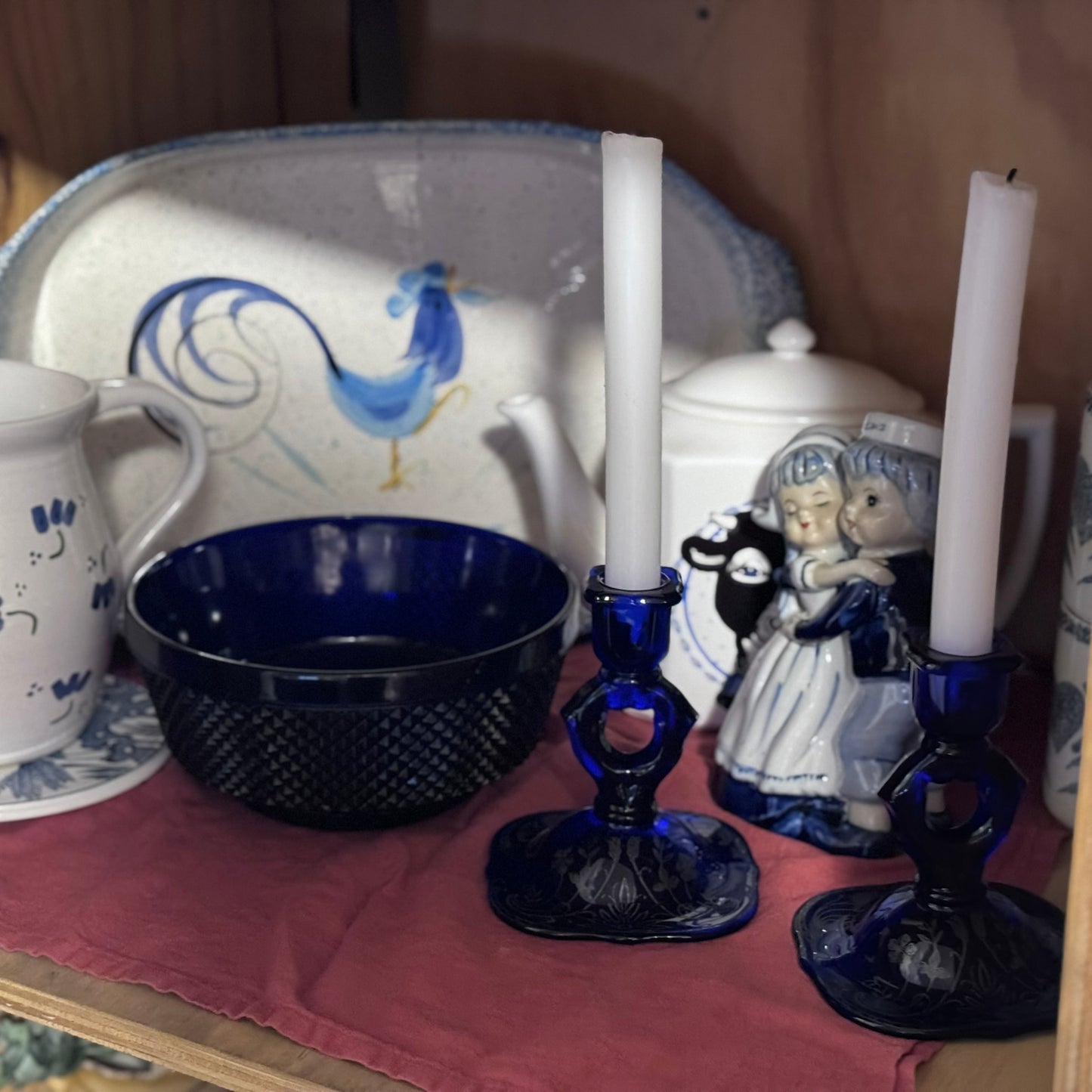 Cobalt Blue Sterling Silver Glass Candle Holders