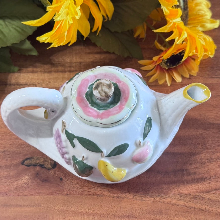 Small Porcelain Swan Shaped Teapot with Fruit