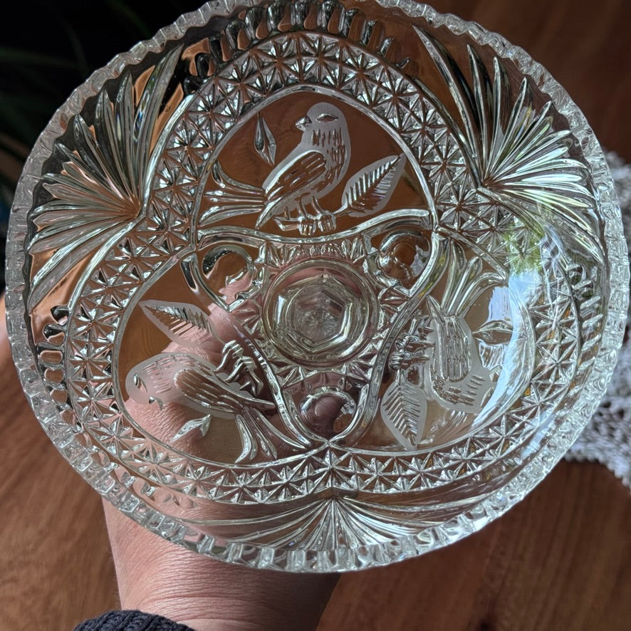 Hofbauer 'Byrdes' Cut Crystal Saw Tooth Pedestal Compote