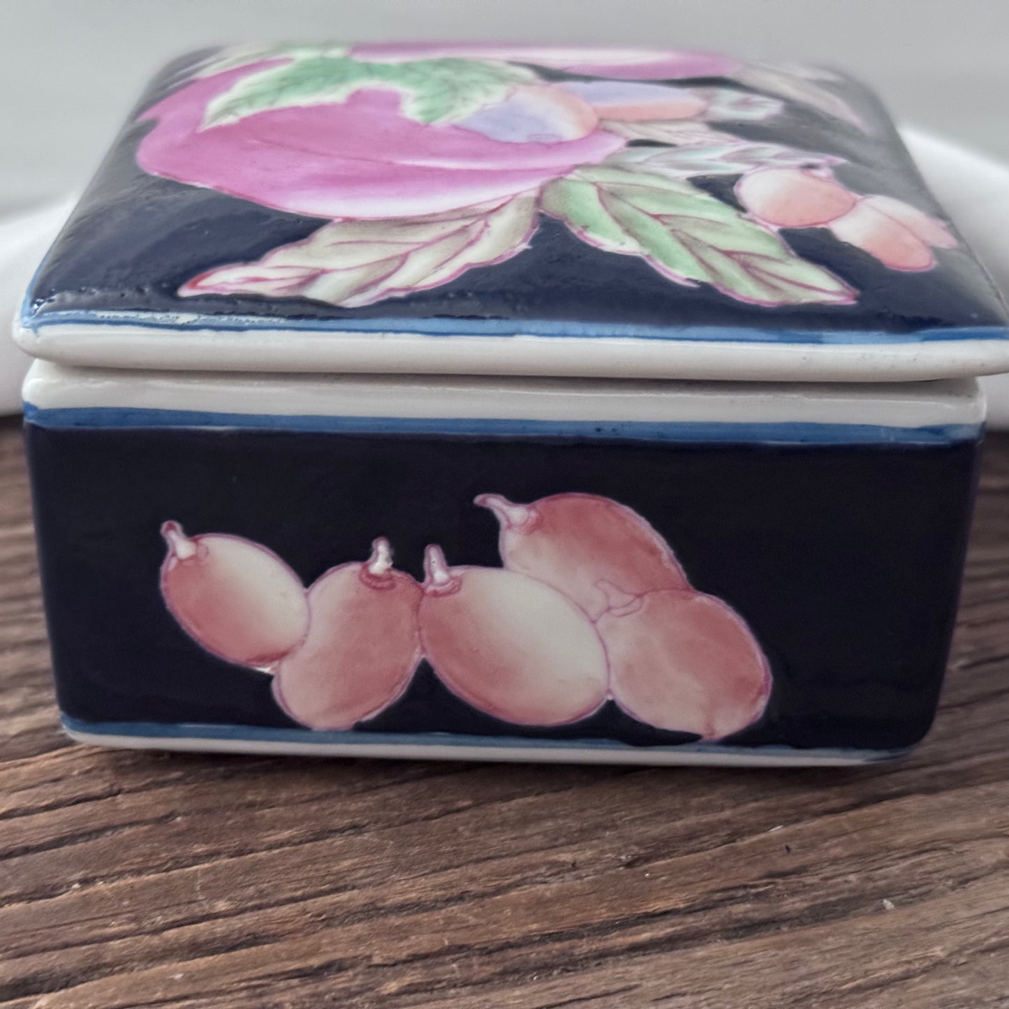 Porcelain/Ceramic WBI Cobalt Blue Square Trinket Box