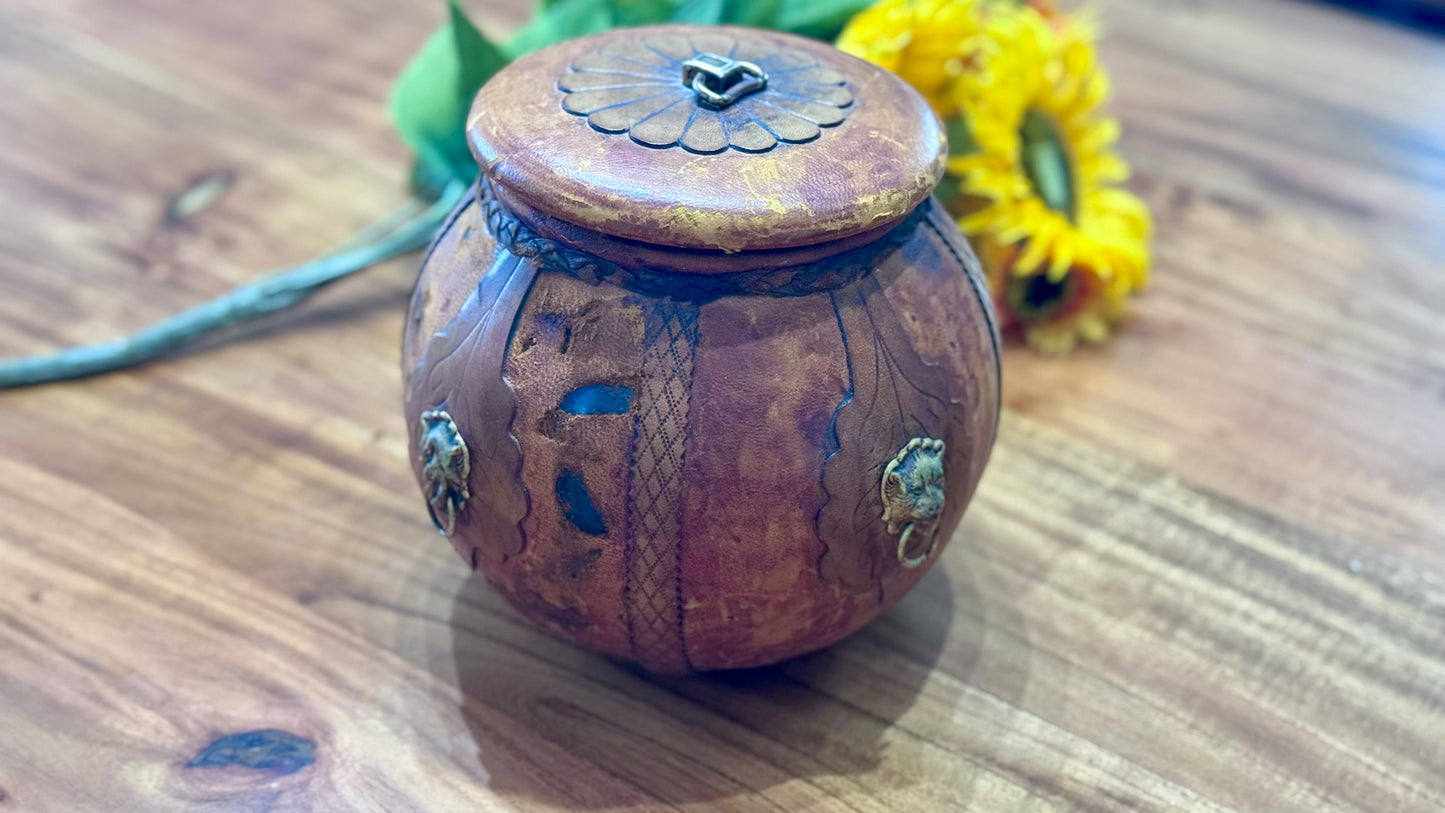 Vintage Italian Leather Wrapped Glass Humidor