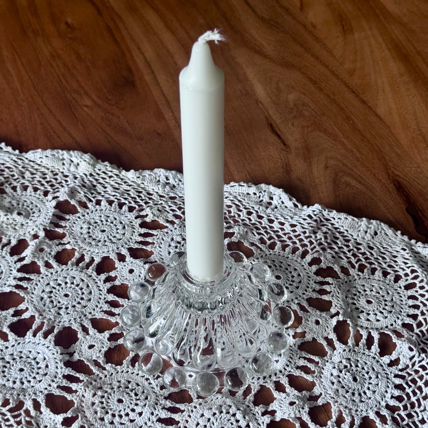 Clear Glass Boopie Bubble Taper Candlestick Holder