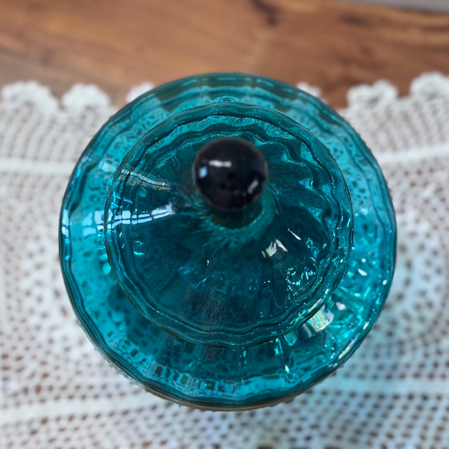 Empoli Teal Green Apothecary Lidded Pedestal Dish