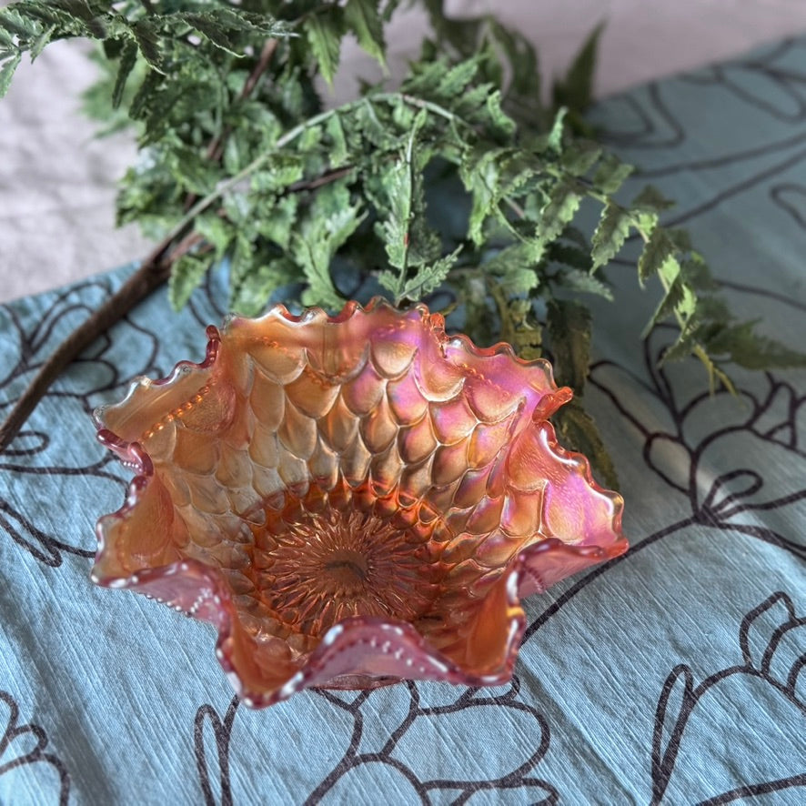 Dugan Iridescent Carnival Glass Marigold Bowl