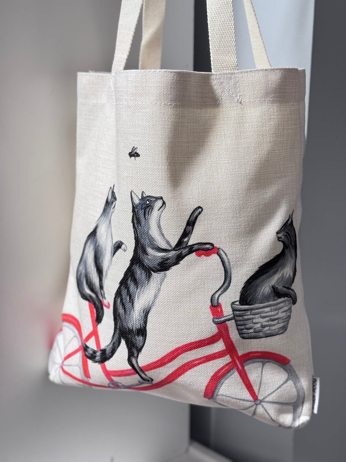 Cats on Bike Tote Bag