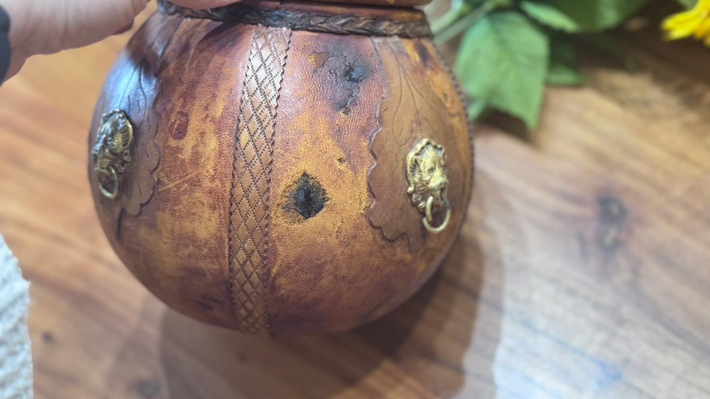 Vintage Italian Leather Wrapped Glass Humidor