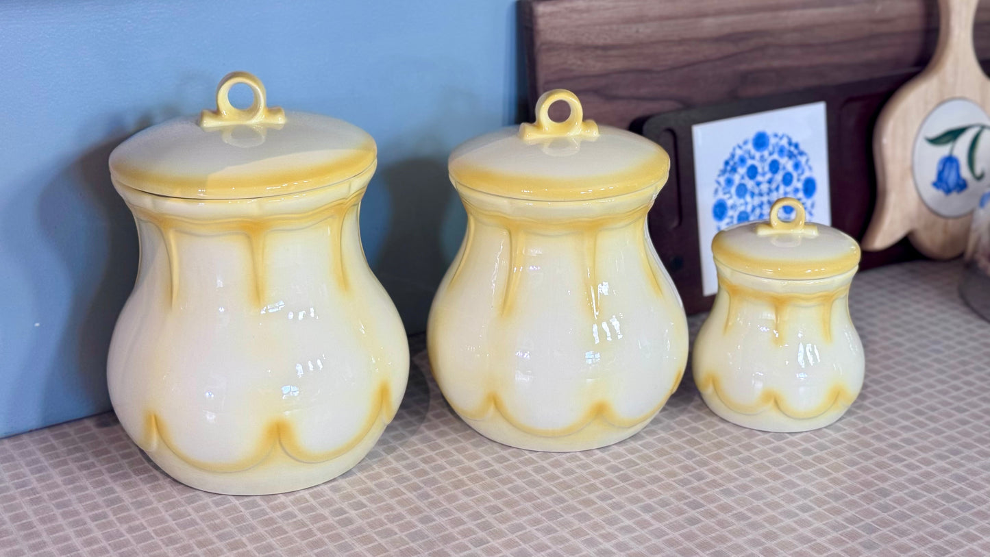 Vintage Yellow Ceramic Canister Set
