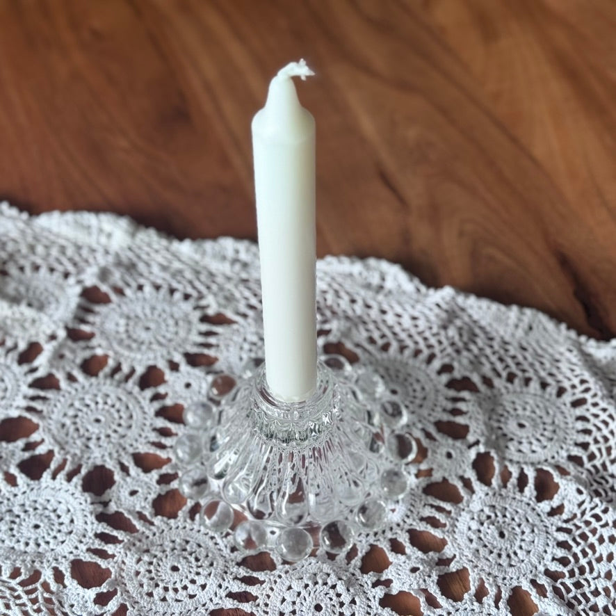 Clear Glass Boopie Bubble Taper Candlestick Holder