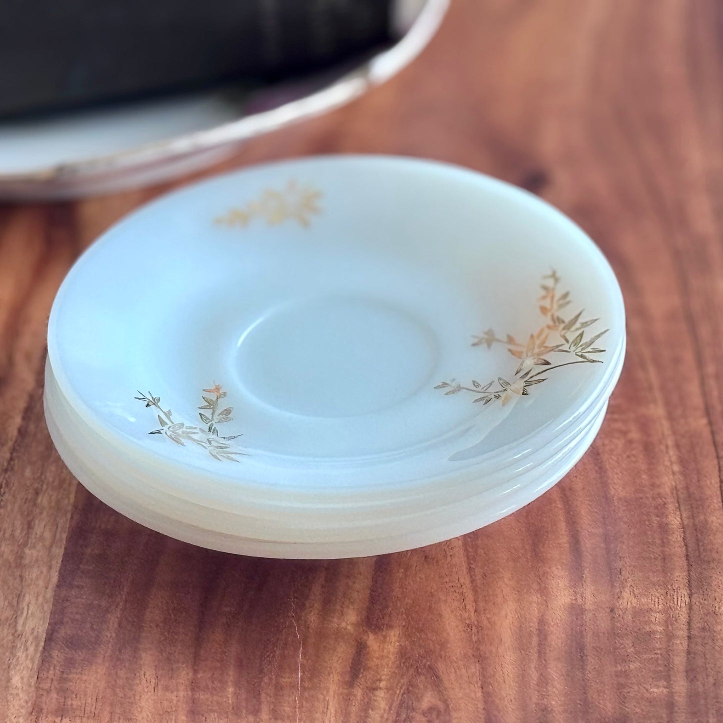 Federal Milk Glass 'Golden Glory' Saucers