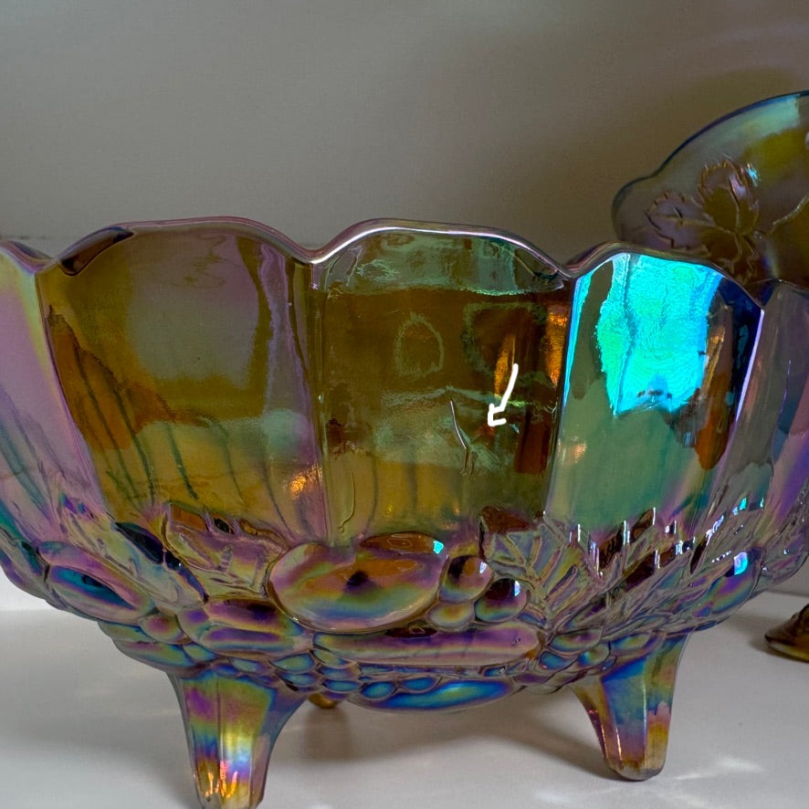 Iridescent Harvest Gold Carnival Glass "Oval Center Bowl"