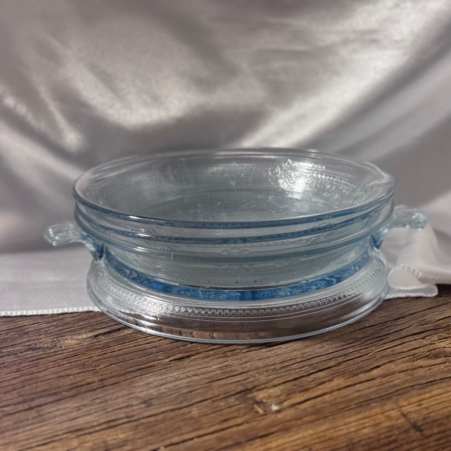 Fire King Sapphire Blue Philbe Server Trivet and Pie Plates