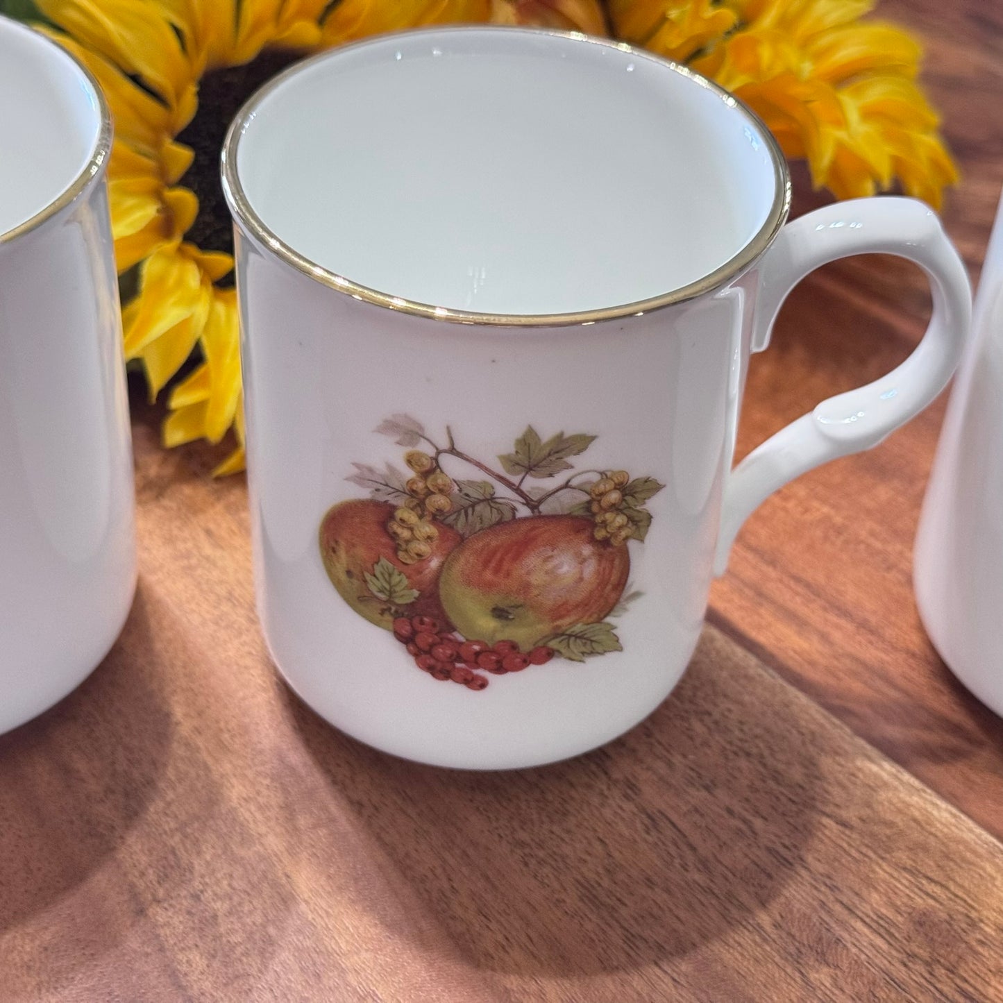 Sadler 'Wellington' Harvest Fruit Design, Bone China Mugs