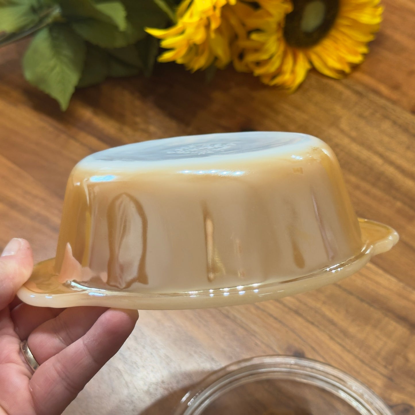 Fire-King Peach Lustre Small Casserole Dish