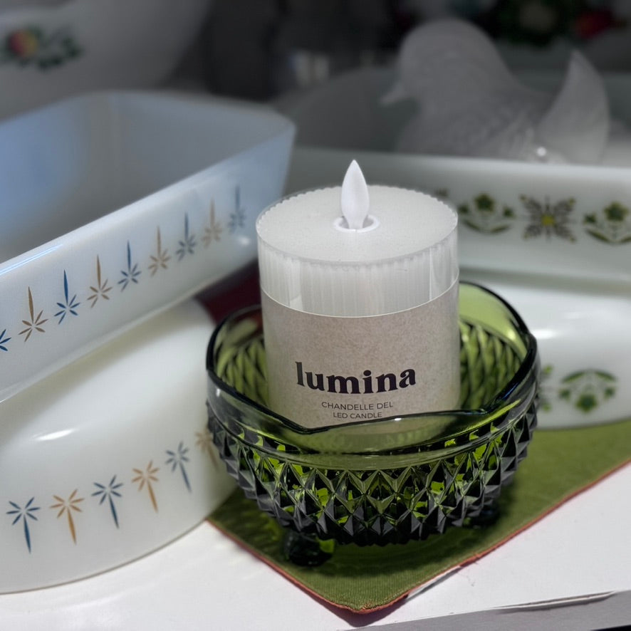 Indiana Green Glass Footed Bowl