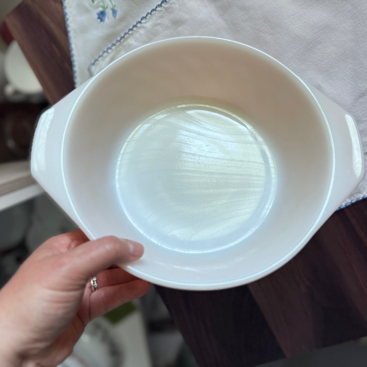 Fire-King Ribbed Round Casserole