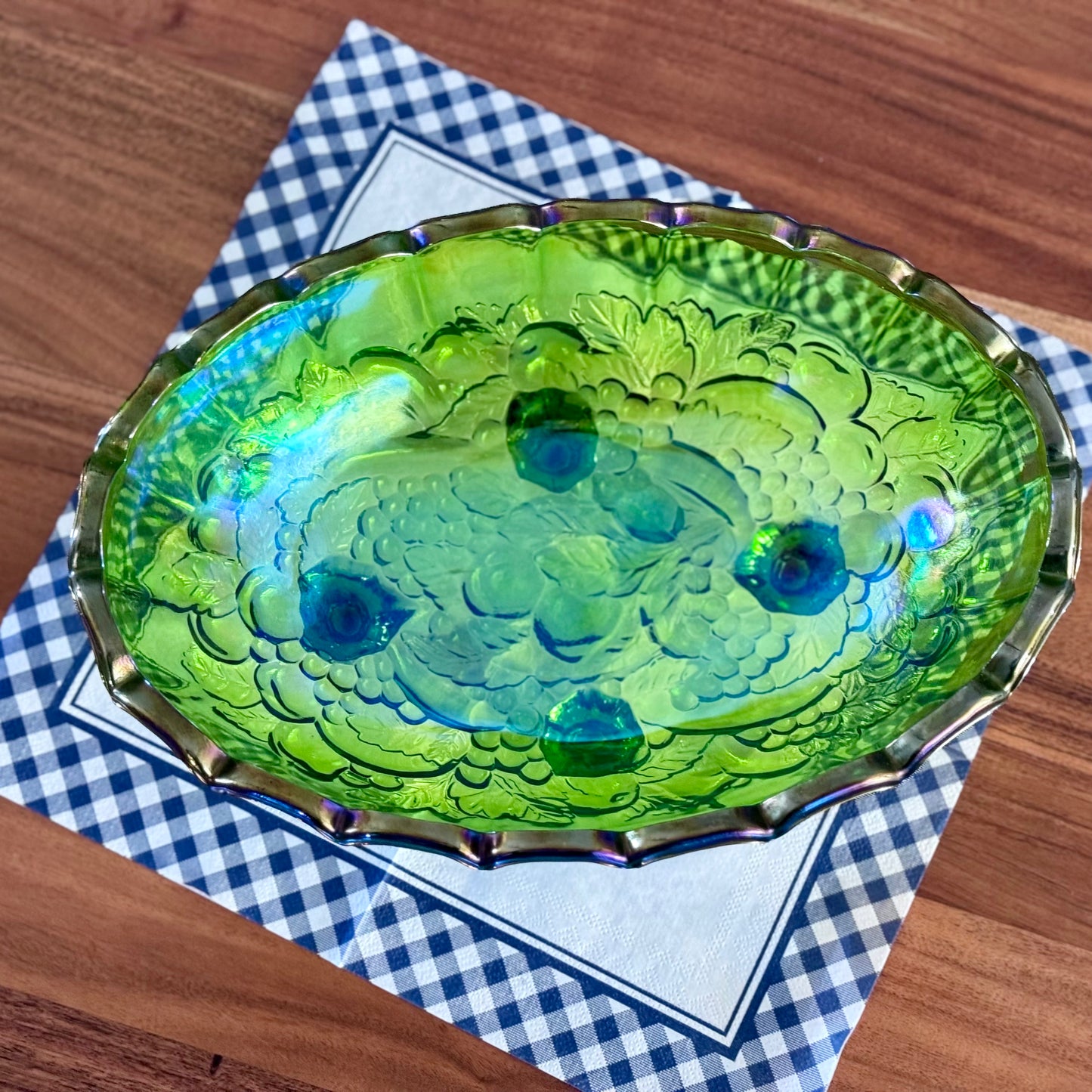 Indiana Glass/Carnival Glass Harvest Oval Bowl