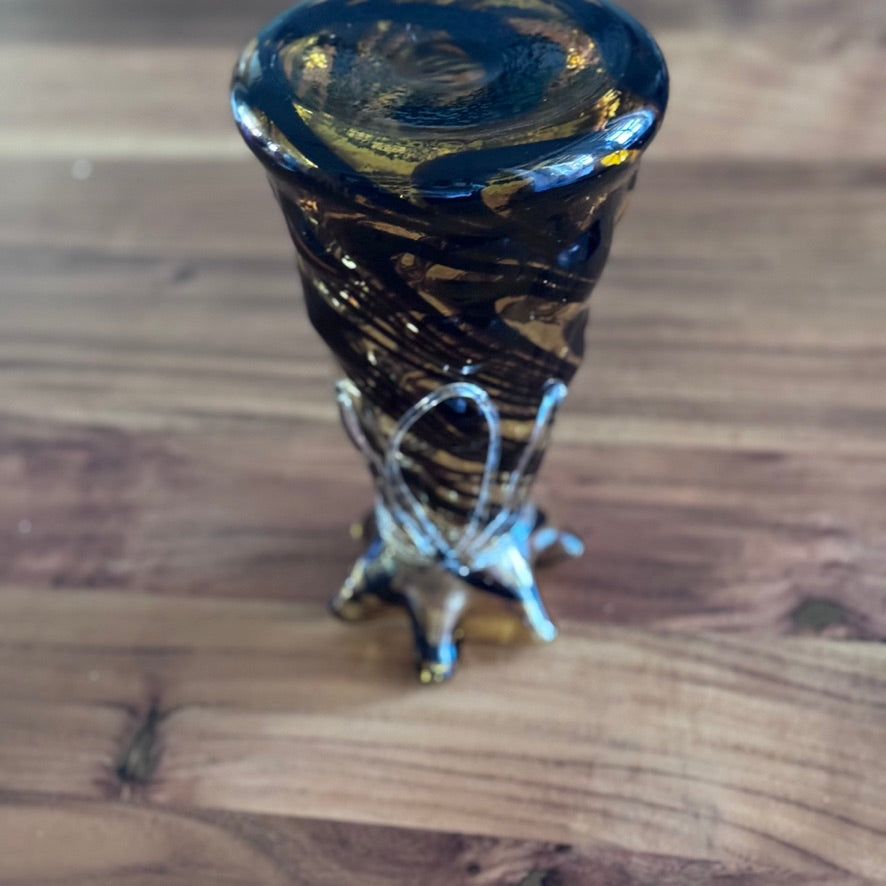 Amber Art Swirl Glass Vase