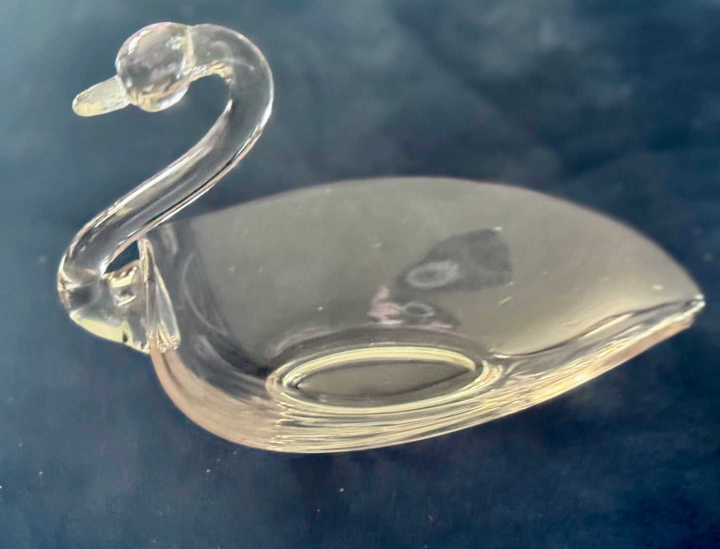 Vintage Clear Glass Swan Dish