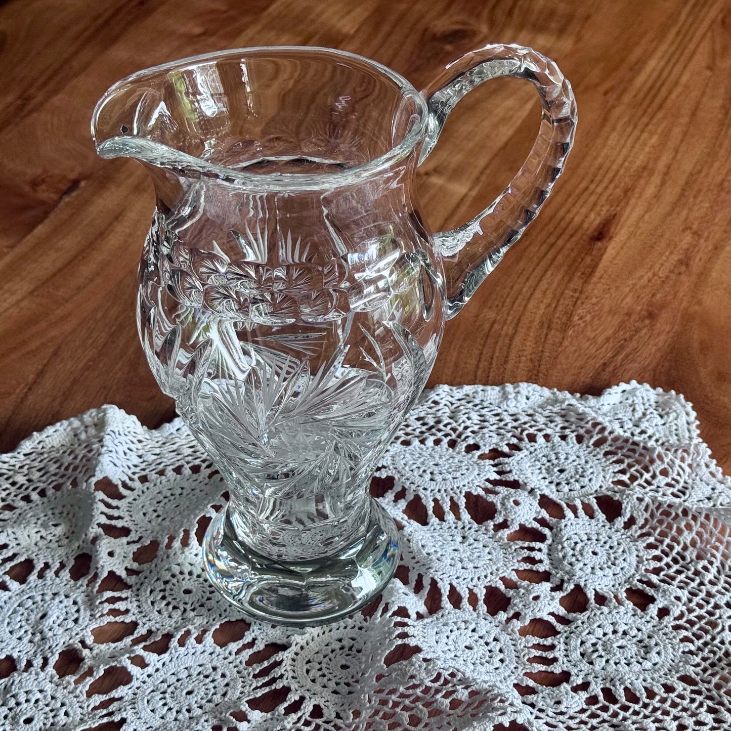 Large Cut Glass Pinwheel Pitcher