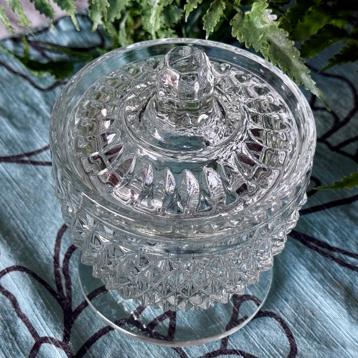 Vintage Glass Sugar Bowl/ Candy Jar with Lid