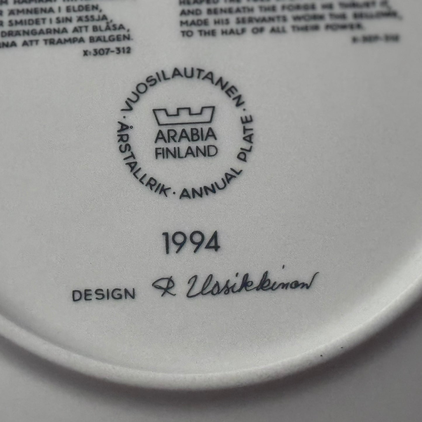 Raija Uosikkinen 1994 Wall Plate
